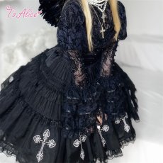 画像25: 【ToAlice】F1ブラックコルセットクロス刺繍ドレス (25)