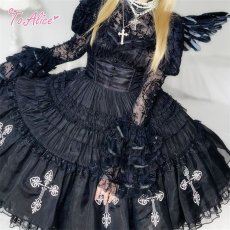 画像26: 【ToAlice】F1ブラックコルセットクロス刺繍ドレス (26)