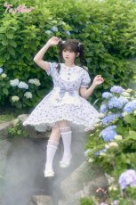 画像7: 【ToAlice】L1409紫陽花兎総柄ワンピース (7)