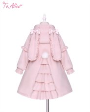 画像2: 【ToAlice Kids】TZC4675うさみみ付きバッスルコート【20％OFF】 (2)