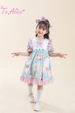 画像11: 【ToAlice Kids】TZL1019ドーナツキャットパフ袖ワンピース【20％OFF】 (11)