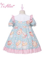 画像2: 【ToAlice Kids】TZL1019ドーナツキャットパフ袖ワンピース【20％OFF】 (2)