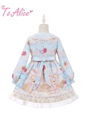 画像2: 【ToAlice Kids】TZL1044パステルベア長袖ワンピース【20％OFF】 (2)