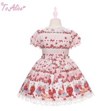 画像2: 【ToAlice Kids】TZL1211 StrawberryRabbitプリントワンピース【20%OFF】 (2)