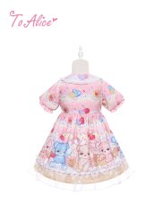 画像2: 【ToAlice Kids】TZL727パステルベアワンピース【20％OFF】 (2)