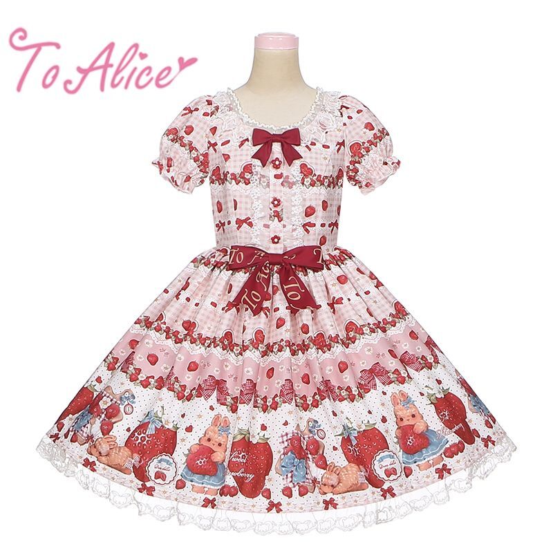 ToAlice】L1211 StrawberryRabbitプリントワンピース【20％OFF】 - To